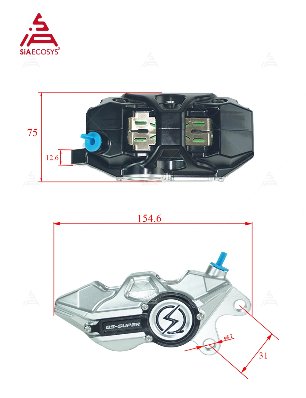 QS 4-Piston 220mm Forged Alumi - Forged Front Brake Caliper 4 Piston ulasan dan harga